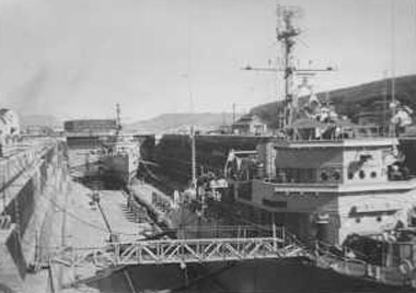 Sasebo Drydock with USS Pivot in the rear